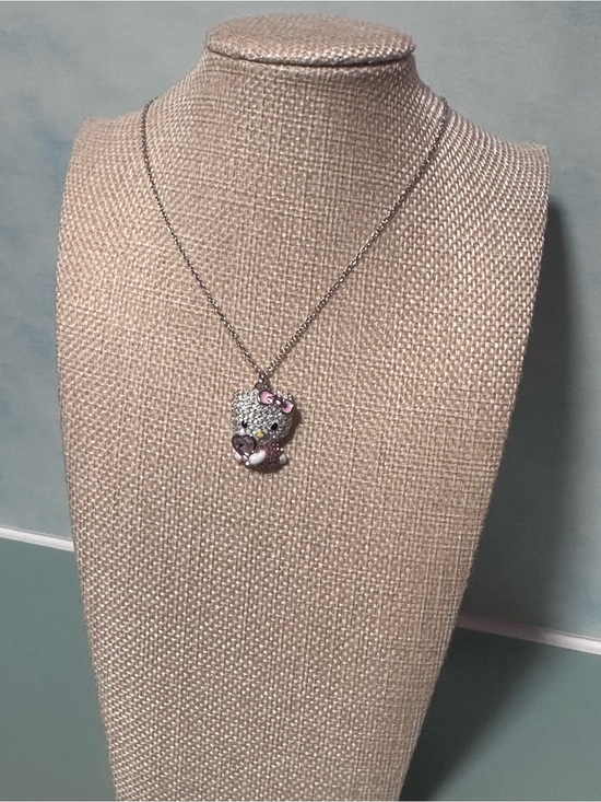 Jewelry - Crystal Hello Kitty Pendant Necklace in Silver and Pink